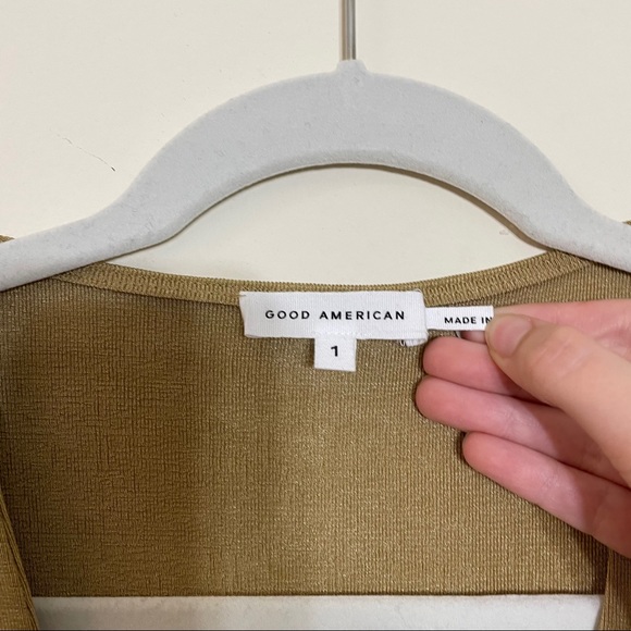 Good American Shimmer Wrap Dress Pale Gold NWOT - Picture 6 of 10